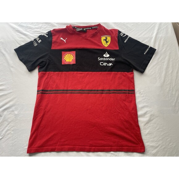 Puma Ferrari Shirt Mens Large Red Black Race Merch T-shirt - Picture 1 of 10